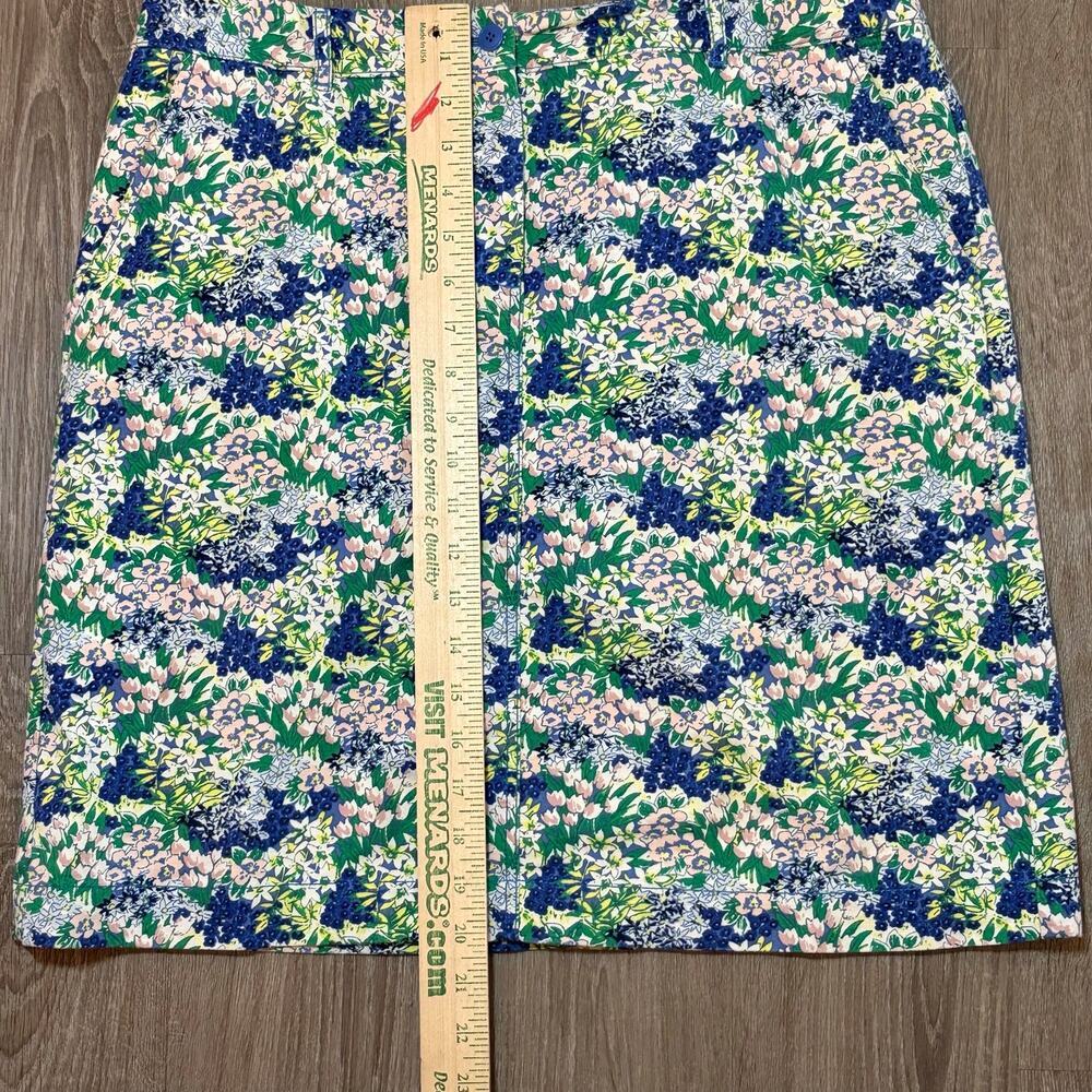 Talbots Floral Print Skirt Womens Sz 10 Pink Green Stretch Cotton Spring Garden​ - Picture 6 of 10